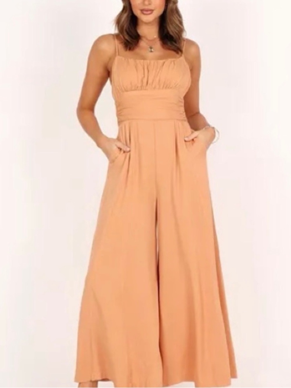Petal & Pup Sleeveless Wide-Leg Jumpsuit in peach color M NEW